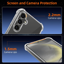 ZhuoFan Coque pour Samsung Galaxy S24 5G avec 2 Pièces Verre Trempé, Transparente TPU Silicone Bumper Case, [Coussin d'air Intég