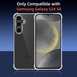 ZhuoFan Coque pour Samsung Galaxy S24 5G avec 2 Pièces Verre Trempé, Transparente TPU Silicone Bumper Case, [Coussin d'air Intég