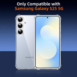 ZhuoFan Coque pour Samsung Galaxy S25 5G avec 2 Pièces Verre Trempé, Transparente TPU Silicone Bumper Case, [Coussin d'air Intég