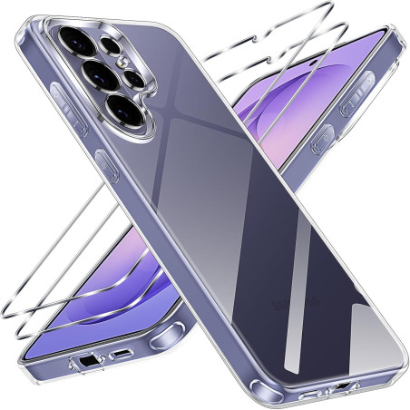 ZhuoFan Coque pour Samsung Galaxy S26 Ultra avec 2 Pièces Verre Trempé, Militare Étui de Protection Transparente Antichoc Case, 