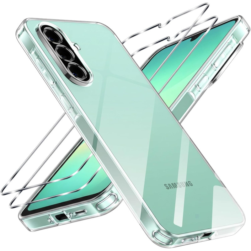 ZhuoFan Coque pour Samsung Galaxy A26 5G avec 2 Pièces Verre Trempé, Militare Étui de Protection Transparente Antichoc, Mince Du