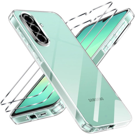 ZhuoFan Coque pour Samsung Galaxy A26 5G avec 2 Pièces Verre Trempé, Militare Étui de Protection Transparente Antichoc, Mince Du