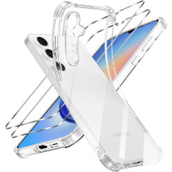 ZhuoFan Coque pour Samsung Galaxy A34 5G avec 2 Pièces Verre Trempé, Transparente TPU Silicone Bumper Case, [Coussin d'air Intég