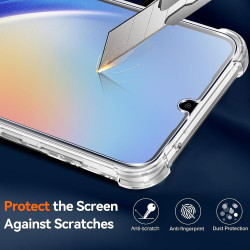ZhuoFan Coque pour Samsung Galaxy A34 5G avec 2 Pièces Verre Trempé, Transparente TPU Silicone Bumper Case, [Coussin d'air Intég