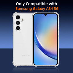 ZhuoFan Coque pour Samsung Galaxy A34 5G avec 2 Pièces Verre Trempé, Transparente TPU Silicone Bumper Case, [Coussin d'air Intég