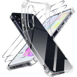 ZhuoFan Coque pour Samsung Galaxy A35 5G avec 2 Pièces Verre Trempé, Transparente TPU Silicone Bumper Case, [Coussin d'air Intég