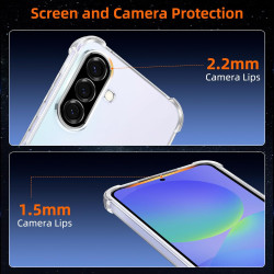 ZhuoFan Coque pour Samsung Galaxy A36 5G avec 2 Pièces Verre Trempé, Transparente TPU Silicone Bumper Case, [Coussin d'air Intég