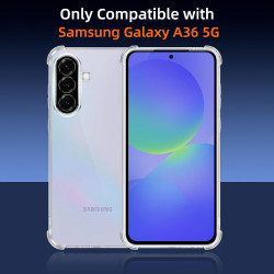 ZhuoFan Coque pour Samsung Galaxy A36 5G avec 2 Pièces Verre Trempé, Transparente TPU Silicone Bumper Case, [Coussin d'air Intég