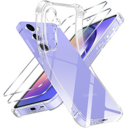 ZhuoFan Coque pour Samsung Galaxy A54 5G avec 2 Pièces Verre Trempé, Transparente TPU Silicone Bumper Case, [Coussin d'air Intég