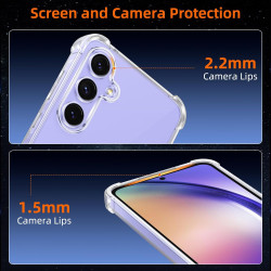 ZhuoFan Coque pour Samsung Galaxy A54 5G avec 2 Pièces Verre Trempé, Transparente TPU Silicone Bumper Case, [Coussin d'air Intég