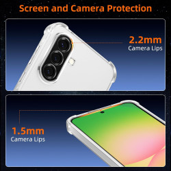 ZhuoFan Coque pour Samsung Galaxy A56 5G avec 2 Pièces Verre Trempé, Transparente TPU Silicone Bumper Case, [Coussin d'air Intég