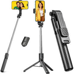 Perche à Selfie,Trépied Smartphone,125CM Extensible Selfie Stick Trépied de Téléphone avec télécommande détachable et trépied St