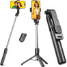 Perche à Selfie,Trépied Smartphone,125CM Extensible Selfie Stick Trépied de Téléphone avec télécommande détachable et trépied St