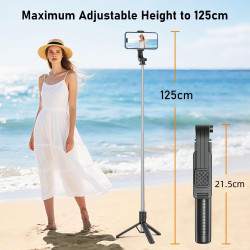 Perche à Selfie,Trépied Smartphone,125CM Extensible Selfie Stick Trépied de Téléphone avec télécommande détachable et trépied St