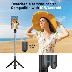 Perche à Selfie,Trépied Smartphone,125CM Extensible Selfie Stick Trépied de Téléphone avec télécommande détachable et trépied St