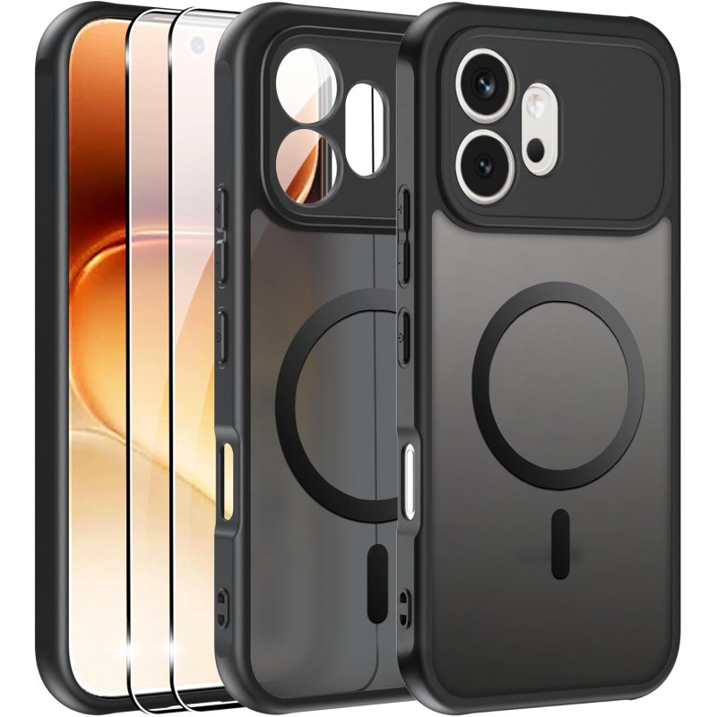 Effcotuo Magnétique Coque pour Honor 600 5G Case avec MagSafe avec Verre Trempé Protection écran Anti-Chute Silicone Souple + PC