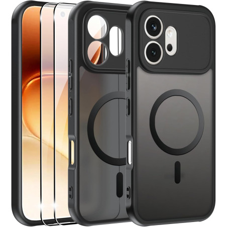 Effcotuo Magnétique Coque pour Honor 600 5G Case avec MagSafe avec Verre Trempé Protection écran Anti-Chute Silicone Souple + PC