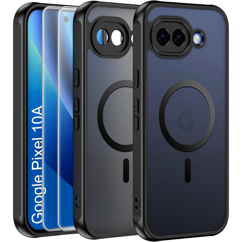 Effcotuo Magnétique Coque pour Google Pixel 10A 5G Case avec MagSafe avec Verre Trempé Protection écran Anti-Chute Silicone Soup