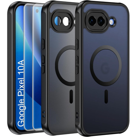Effcotuo Magnétique Coque pour Google Pixel 10A 5G Case avec MagSafe avec Verre Trempé Protection écran Anti-Chute Silicone Soup
