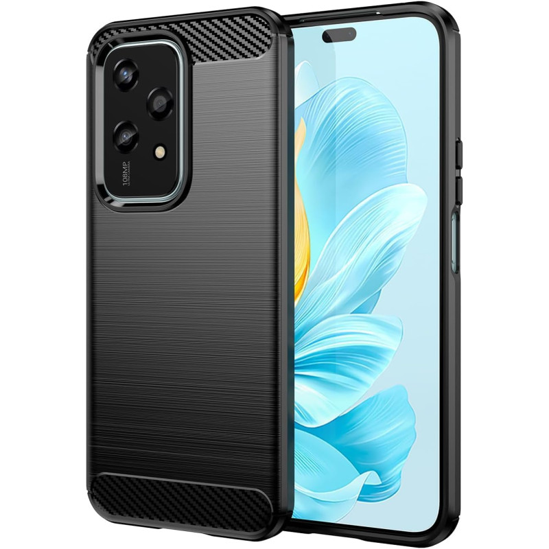Effcotuo Coque pour Honor 200 Lite Cover, Etui Souple Flexible en Premium TPU, Antichoc, Anti-dérapante pour Honor 200 Lite-Noir