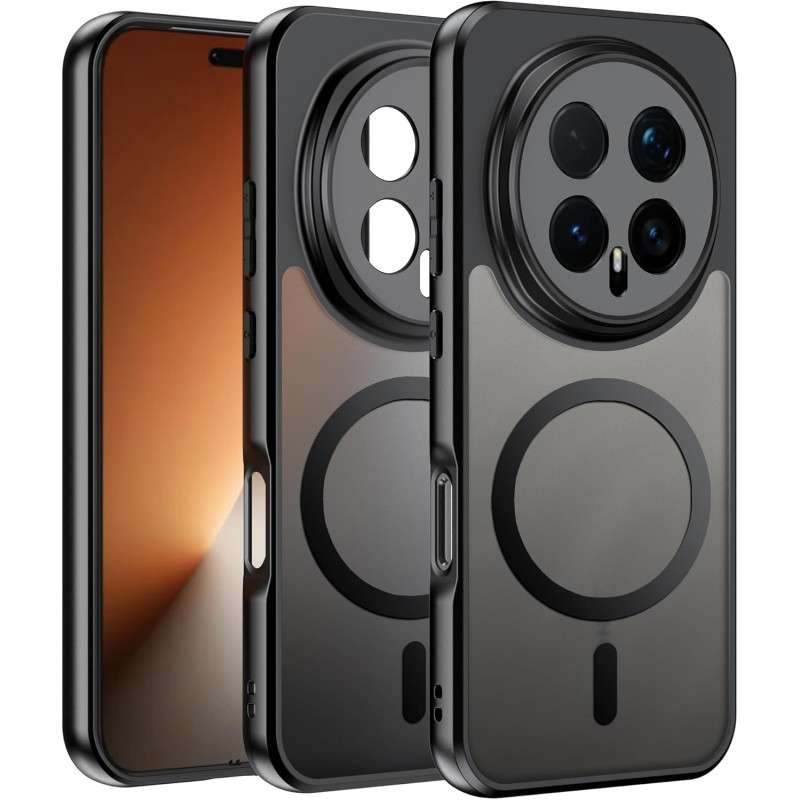 Effcotuo Magnétique Coque pour Honor Magic 8 Pro Case avec MagSafe, Anti-Chute Silicone Souple + Acrylique Givré Coque, Etui Tra