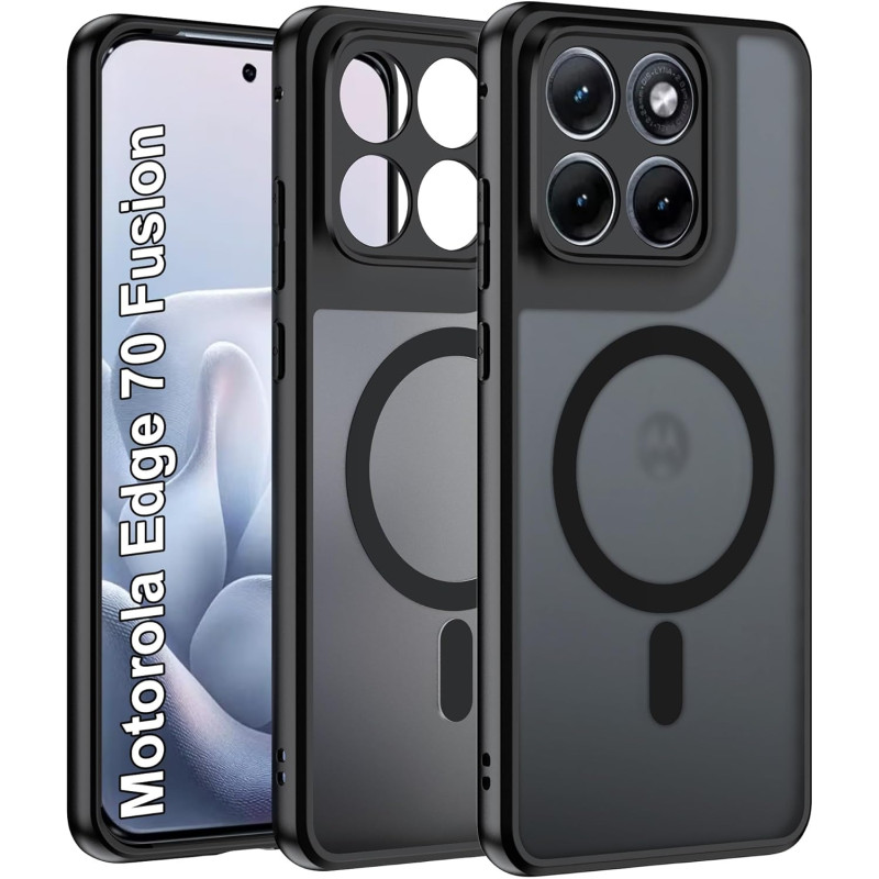 Effcotuo Magnétique Coque pour Motorola Moto Edge 70 Fusion Case avec MagSafe, Anti-Chute Silicone Souple + Acrylique Givré Coqu