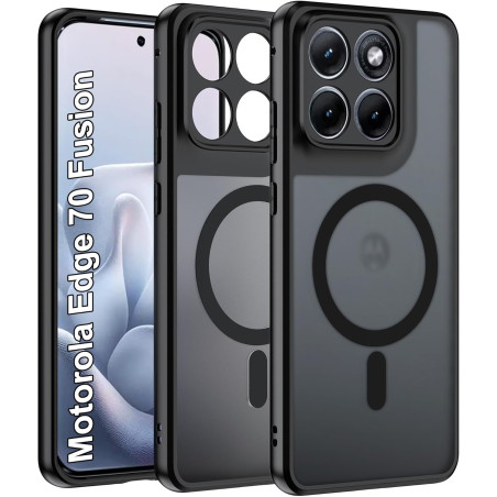 Effcotuo Magnétique Coque pour Motorola Moto Edge 70 Fusion Case avec MagSafe, Anti-Chute Silicone Souple + Acrylique Givré Coqu