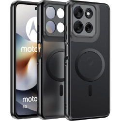 Effcotuo Magnétique Coque pour Motorola Moto G56 5G Case avec MagSafe, Anti-Chute Silicone Souple + Acrylique Givré Coque, Etui 