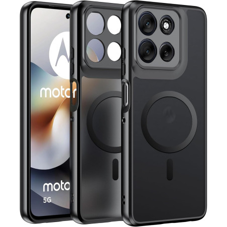 Effcotuo Magnétique Coque pour Motorola Moto G56 5G Case avec MagSafe, Anti-Chute Silicone Souple + Acrylique Givré Coque, Etui 