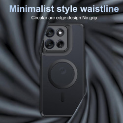 Effcotuo Magnétique Coque pour Motorola Moto G56 5G Case avec MagSafe, Anti-Chute Silicone Souple + Acrylique Givré Coque, Etui 