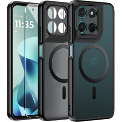 Effcotuo Magnétique Coque pour Motorola Moto G57 Power/G57 5G/G67 Power Case avec MagSafe avec Verre Trempé Protection écran Ant