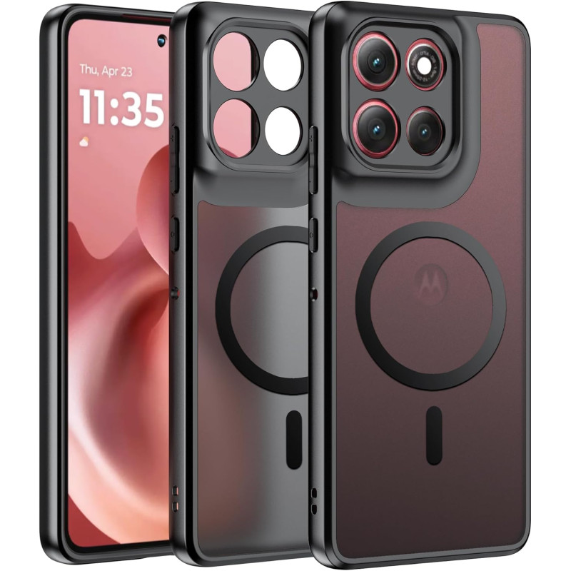 Effcotuo Magnétique Coque pour Motorola Moto G86 5G Case avec MagSafe, Anti-Chute Silicone Souple + Acrylique Givré Coque, Etui 