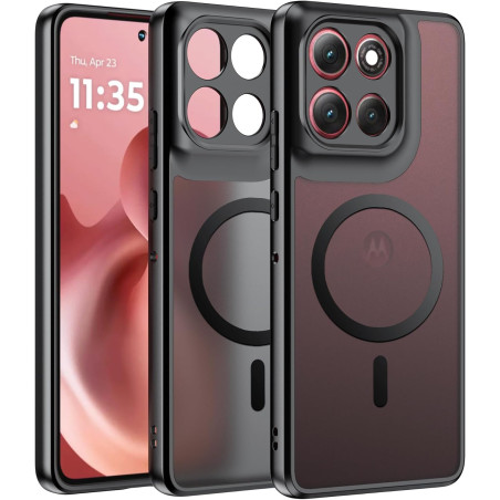 Effcotuo Magnétique Coque pour Motorola Moto G86 5G Case avec MagSafe, Anti-Chute Silicone Souple + Acrylique Givré Coque, Etui 