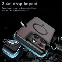 Effcotuo Magnétique Coque pour Motorola Moto G86 5G Case avec MagSafe, Anti-Chute Silicone Souple + Acrylique Givré Coque, Etui 