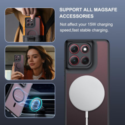 Effcotuo Magnétique Coque pour Motorola Moto G86 5G Case avec MagSafe, Anti-Chute Silicone Souple + Acrylique Givré Coque, Etui 