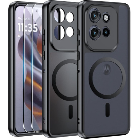 Effcotuo Magnétique Coque pour Motorola Moto Edge 60 Neo/Edge 50 Neo Case avec MagSafe avec Verre Trempé Protection écran Anti-C