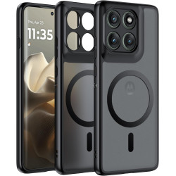 Effcotuo Magnétique Coque pour Motorola Moto Edge 60 Pro Case avec MagSafe, Anti-Chute Silicone Souple + Acrylique Givré Coque, 