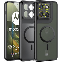 Effcotuo Magnétique Coque pour Motorola Moto Edge 70 Case avec MagSafe avec Verre Trempé Protection écran Anti-Chute Silicone So