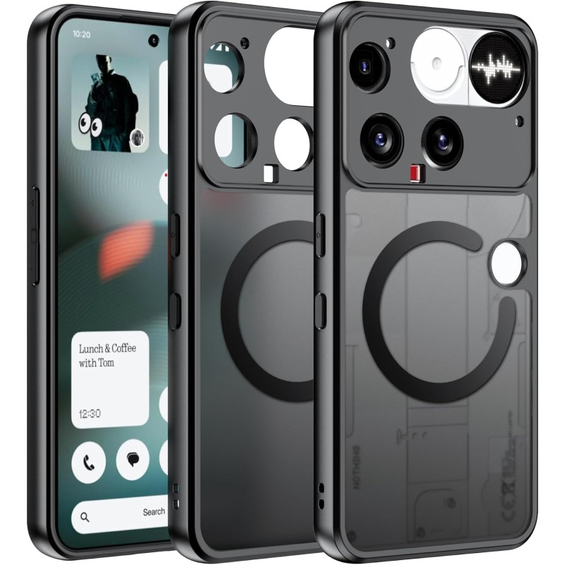 Effcotuo Magnétique Coque pour Nothing Phone 3 Case avec MagSafe, Anti-Chute Silicone Souple + Acrylique Givré Coque, Etui Trans