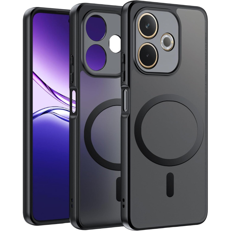 Effcotuo Magnétique Coque pour Oppo A5 Pro 4G/5G Case avec MagSafe, Anti-Chute Silicone Souple + Acrylique Givré Coque, Etui Tra