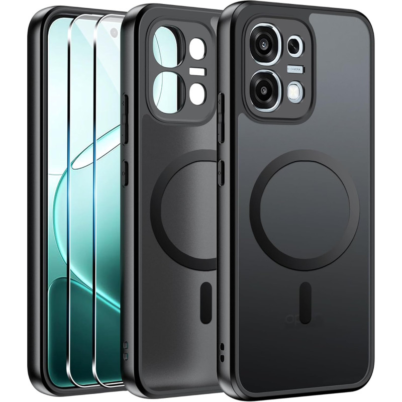 Effcotuo Magnétique Coque pour Oppo A6 Pro 5G /4G Case avec MagSafe avec Verre Trempé Protection écran Anti-Chute Silicone Soupl