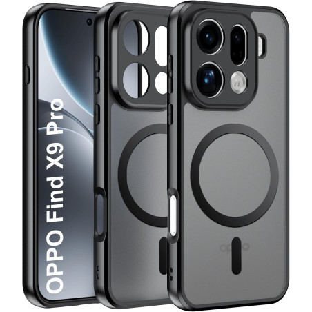 Effcotuo Magnétique Coque pour Oppo Find X9 Pro Case avec MagSafe Protection Anti-Chute Silicone Souple + PC Givré Coque, Etui T