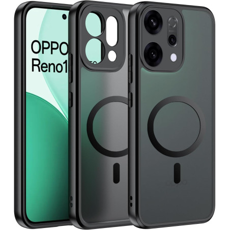 Effcotuo Magnétique Coque pour Oppo Reno 14 5G Case avec MagSafe, Anti-Chute Silicone Souple + Acrylique Givré Coque, Etui Trans