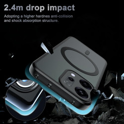Effcotuo Magnétique Coque pour Oppo Reno 14 5G Case avec MagSafe, Anti-Chute Silicone Souple + Acrylique Givré Coque, Etui Trans