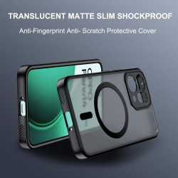 Effcotuo Magnétique Coque pour Oppo Reno 14 5G Case avec MagSafe, Anti-Chute Silicone Souple + Acrylique Givré Coque, Etui Trans