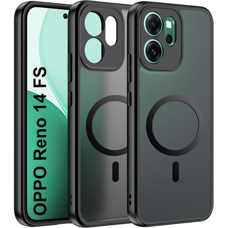 Effcotuo Magnétique Coque pour Oppo Reno 14 FS/14FS/14 F/14F 4G/5G Case avec MagSafe, Anti-Chute Silicone Souple + Acrylique Giv