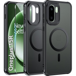 Effcotuo Magnétique Coque pour OnePlus 15R 5G Case avec MagSafe avec Verre Trempé Protection écran Anti-Chute Silicone Souple + 