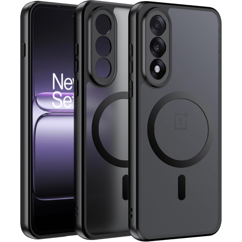Effcotuo Magnétique Coque pour OnePlus Nord 5 5G Case avec MagSafe, Anti-Chute Silicone Souple + Acrylique Givré Coque, Etui Tra