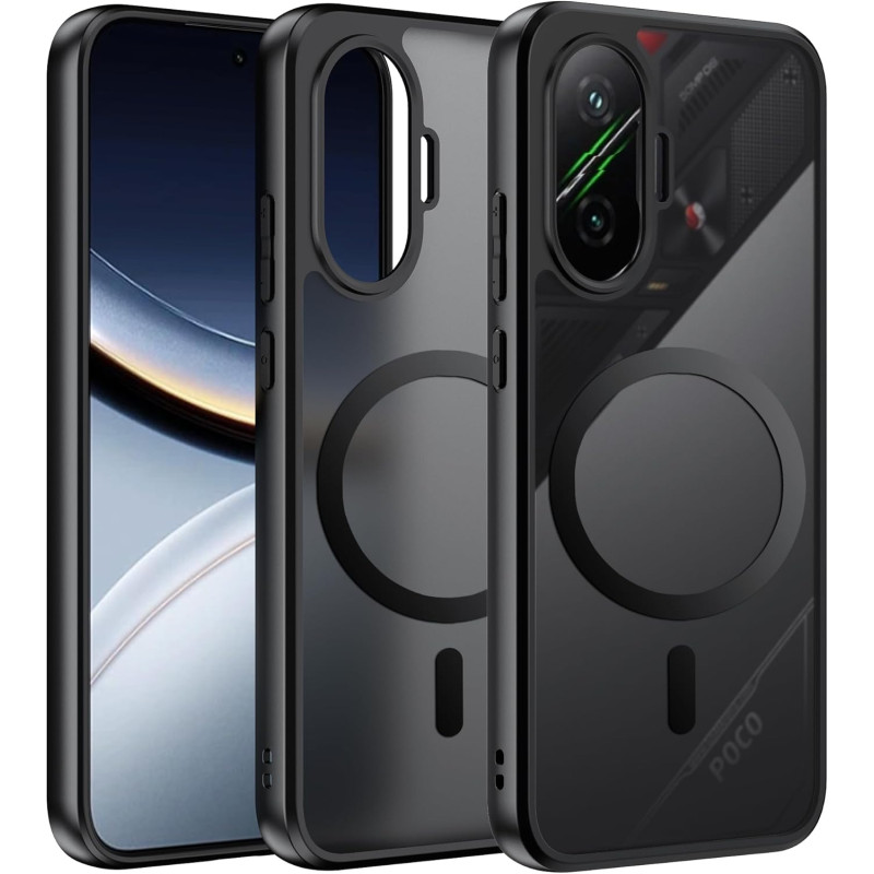 Effcotuo Magnétique Coque pour Xiaomi POCO F7 5G Case avec MagSafe, Anti-Chute Silicone Souple + Acrylique Givré Coque, Etui Tra