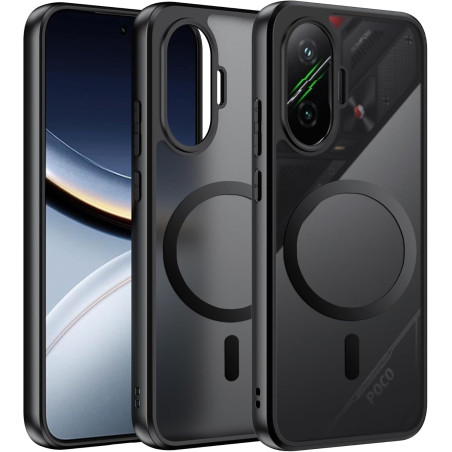 Effcotuo Magnétique Coque pour Xiaomi POCO F7 5G Case avec MagSafe, Anti-Chute Silicone Souple + Acrylique Givré Coque, Etui Tra